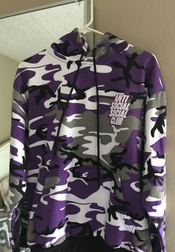 Anti social social club purple camo hoodie deals