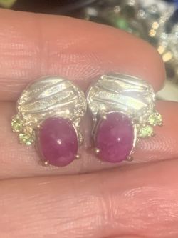Sterling Silver Ruby With Peridot Accent Studs NWOT