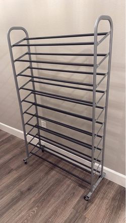50-Pair 10-Tier Metal Closet Shoe Tower with Wheels Rack