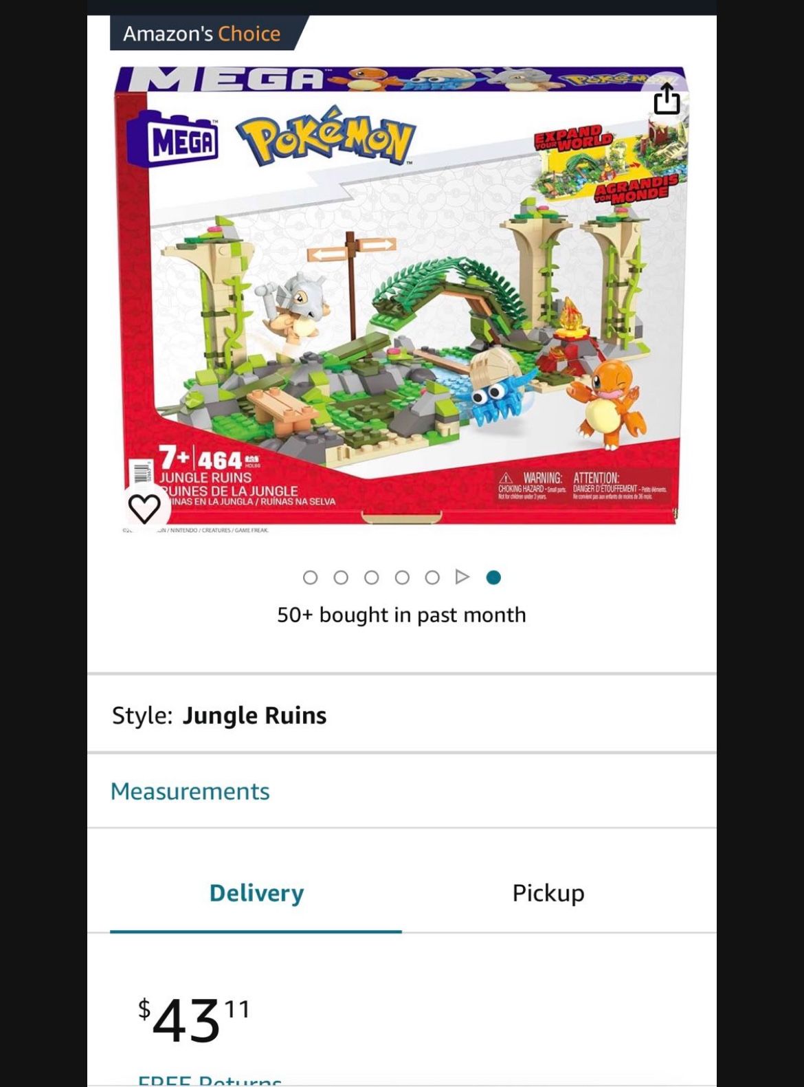 Mega Pokémon Ruines de la Jungle Set de Construction 464