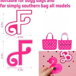 Pink Letter and Flower Charms for Bogg Bag, Compatible with Simple Modern Beach Bag
