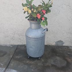 Large Galvanized metal Milk Pot 24" X13"