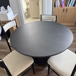 Modern Dining Set – CB2 Concrete Table + Crate & Barrel Chairs + Matching Rug