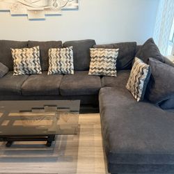 dark gray sectional couch