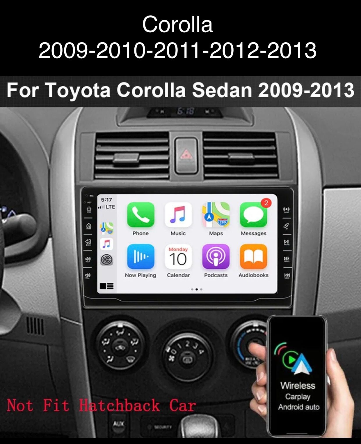 Car Stereo 9” Fit Corolla 2009-2010-2011-2012/2013 $98 Price Without Installation