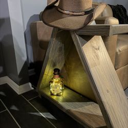 Rustic Modern Look Triangle Side Table 