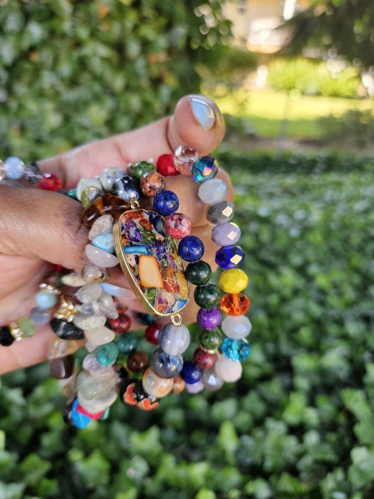 Beaded And Natural Stone Bracelets