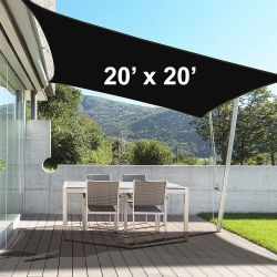 Brand New $65 X-Large Square 20x20 ft Sun Shade Sail with Ropes, 3 Colors (Beige, Gray, Black)