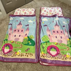 2 Princess Nap Mats W/ Pillows  And 2 Little People Doll Houses 