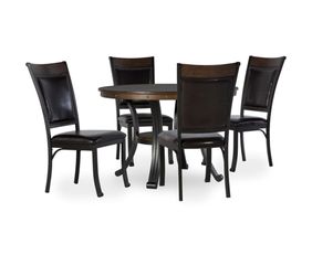 Five Piece Wood and Metal Dining Set in Rustic Umber Brown