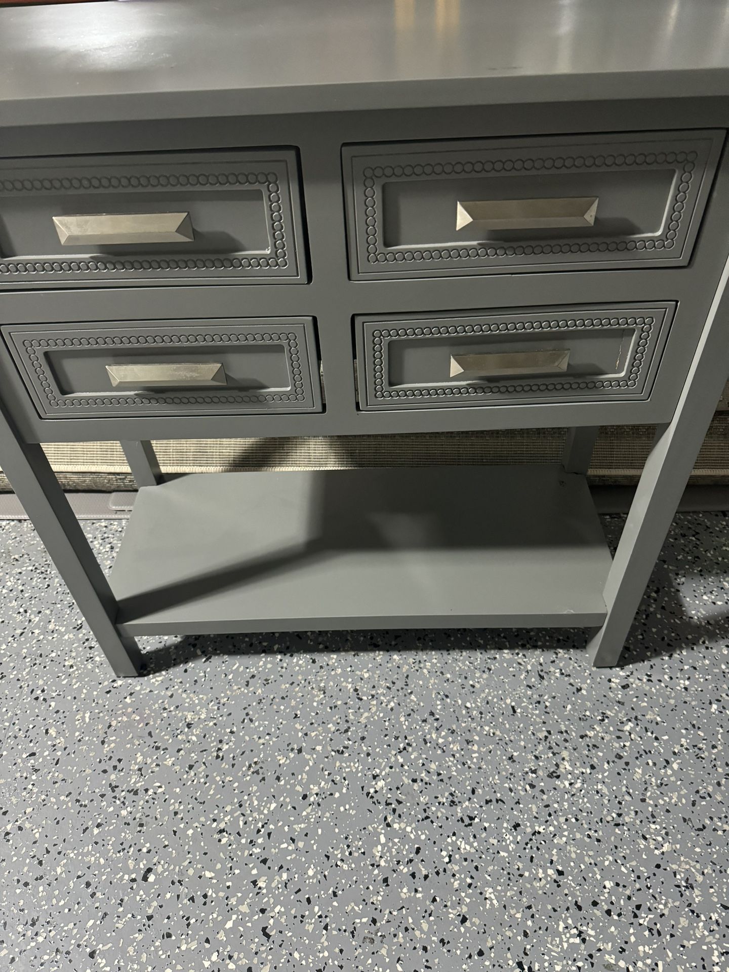 Kirkland 4 Drawer Gray Beadboard Console Drawer