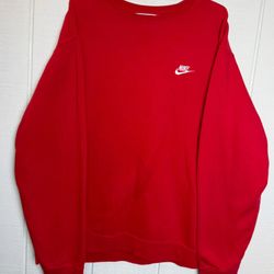 Vintage Nike Essential Crewneck Red Activewear Pullover Sweatshirt Men's 2XL