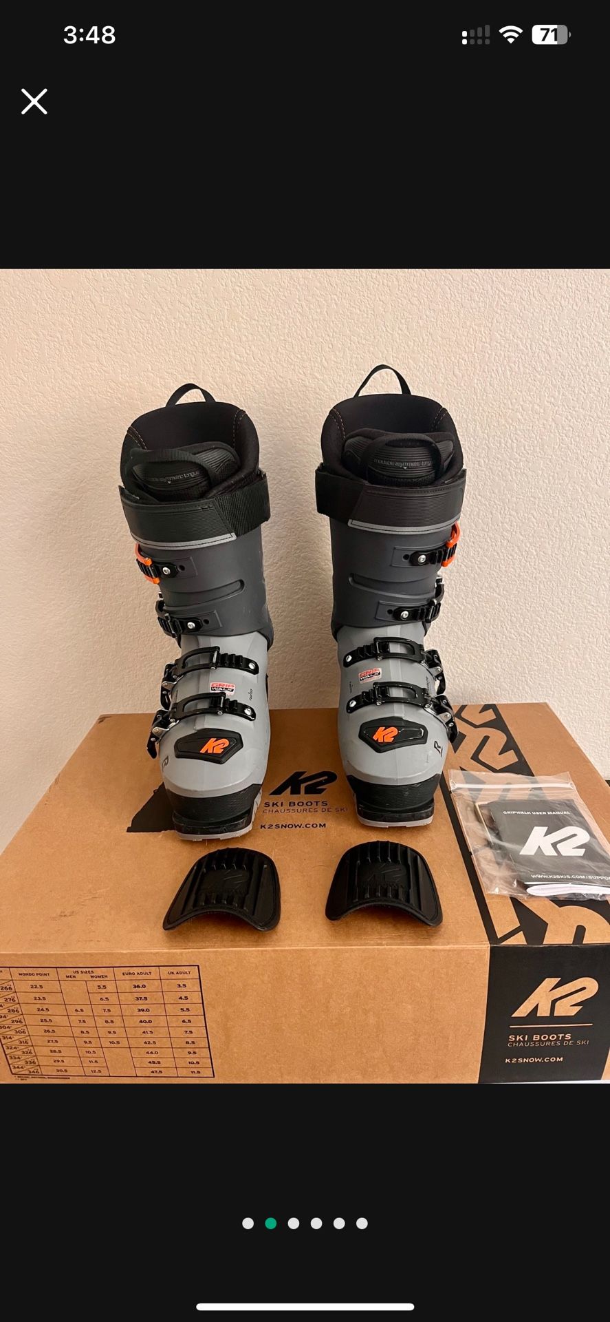 K2 Ski Boots Size