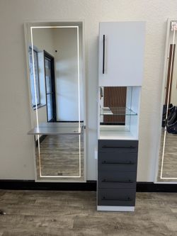 REM mirror and shelf set x 4