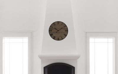 23" Brown Wood With Metal Numbers Wall Clock Light Brown - Threshold™