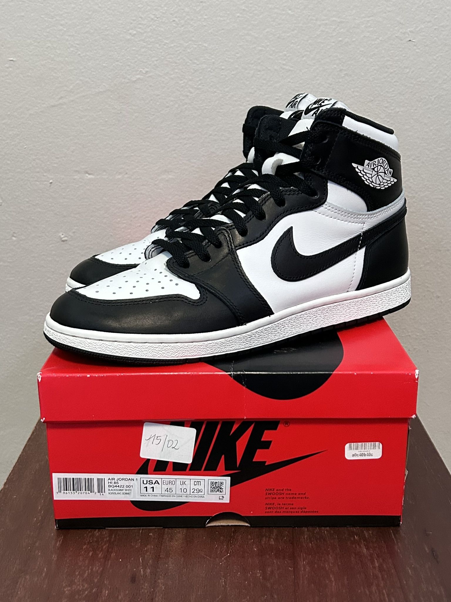Jordan 1 Black White 85 Size 11