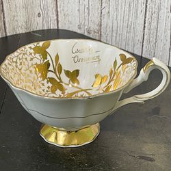 Queen Anne Vintage Bone China White Gold Wedding Anniversary Tea Cup