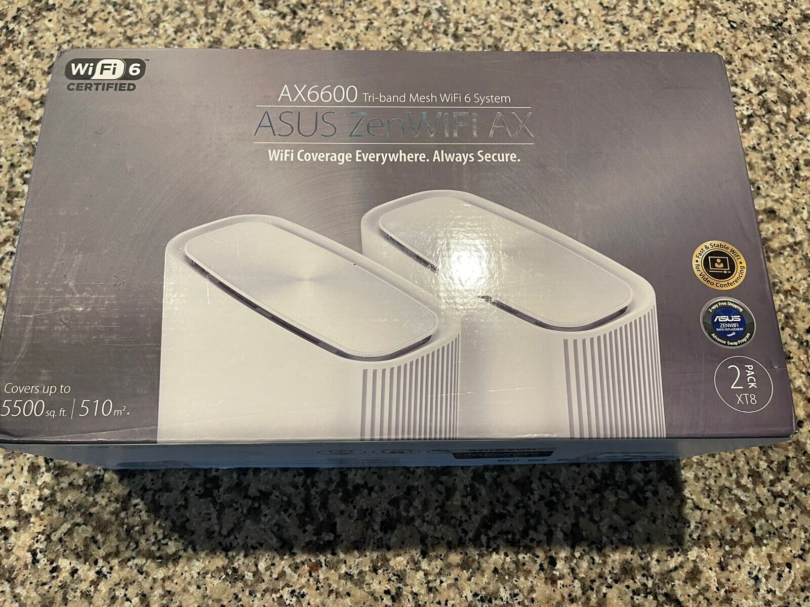 Asus AX6600 XT8 Tri-band WiFi6 Mesh Router - 2Packw