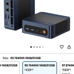 BOSGAME P3 Mix Mini PC Ryzen 7640HS (up to 5.0 GHz), 16GB DDR5, 512GB PCIe SSD Mini Desktop Computer, 4K Triple Display, USB 4.0, Dual 2.5G LAN & Wi-F