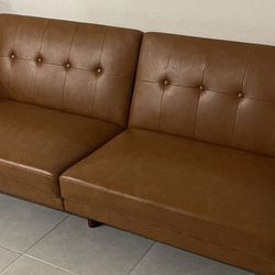Better Homes & Gardens Nola Modern Futon, Camel Faux Leather
