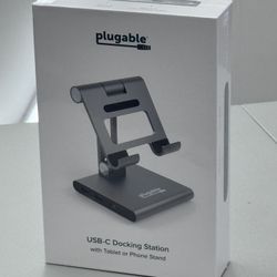 Brand New Plugable 8-in-1 USB C Hub for iPad with Stand, 100W Pass-Through Charging, USB C Docking Station for iPad, 1x HDMI, 2X USB, Audio, SKU016-S1