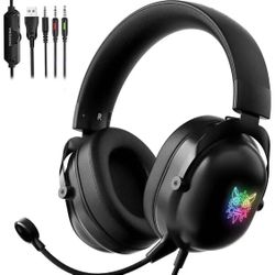 Gaming Headset for Xbox One/PS4/PS5/PC/Mac,Controller,Noise Cancelling Over Ear Headphones with Mic, Bass Surround Soft Memory Earmuffs