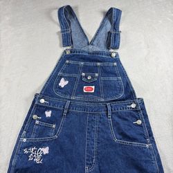 Vintage Revolt Embroidered Denim Overalls Womens M Butterfly Floral 90s Y2K#1330