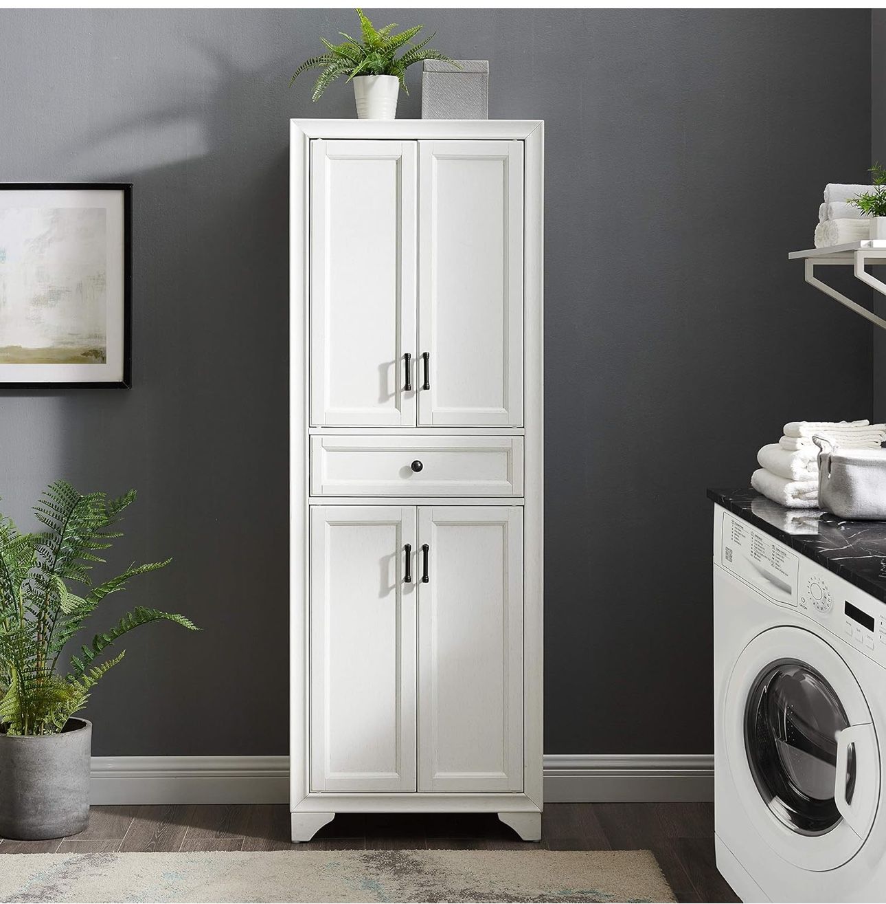 Crosley Furniture Tara Pantry Storage Cabinet with Shelves White