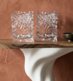 Pair Vintage Rosenthal Crystal Paper Bag Vases 7″ Germany
