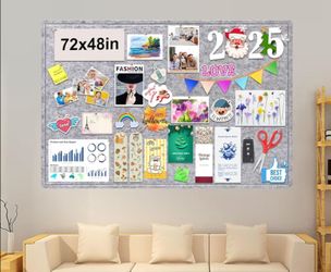 72"x48" Felt Pin Board - Foldable for Wall Mounting - Photo Collage Board