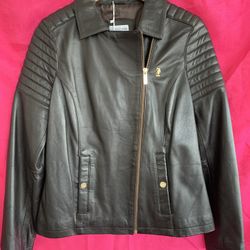 Stylish womens leather jacket U.S.POLO ASSN high quality price $165 brand new.