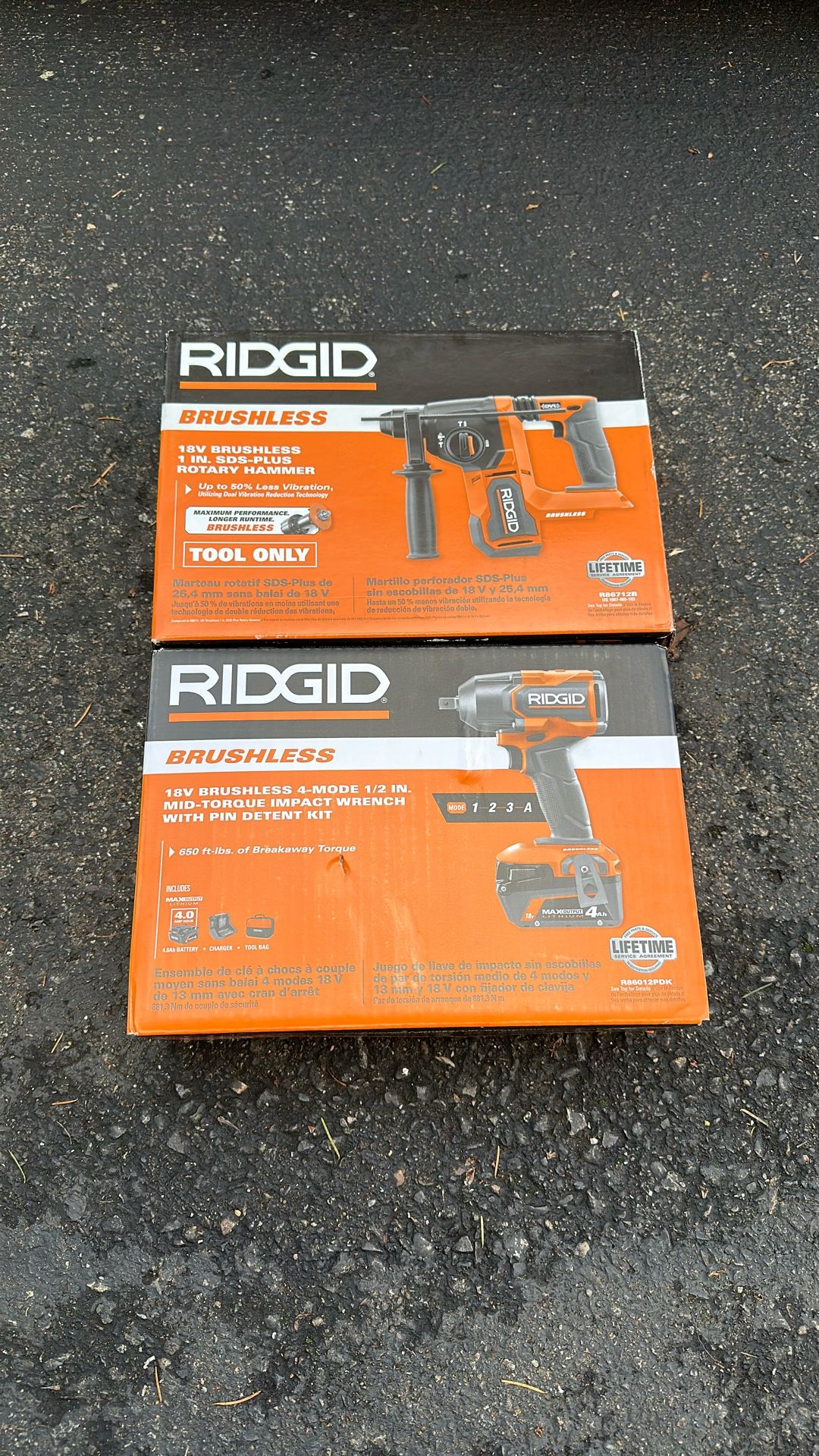 Ridgid 1/2 Mid Torque Impact Kit And 1” SDS Plus Rotary Hammer Drill