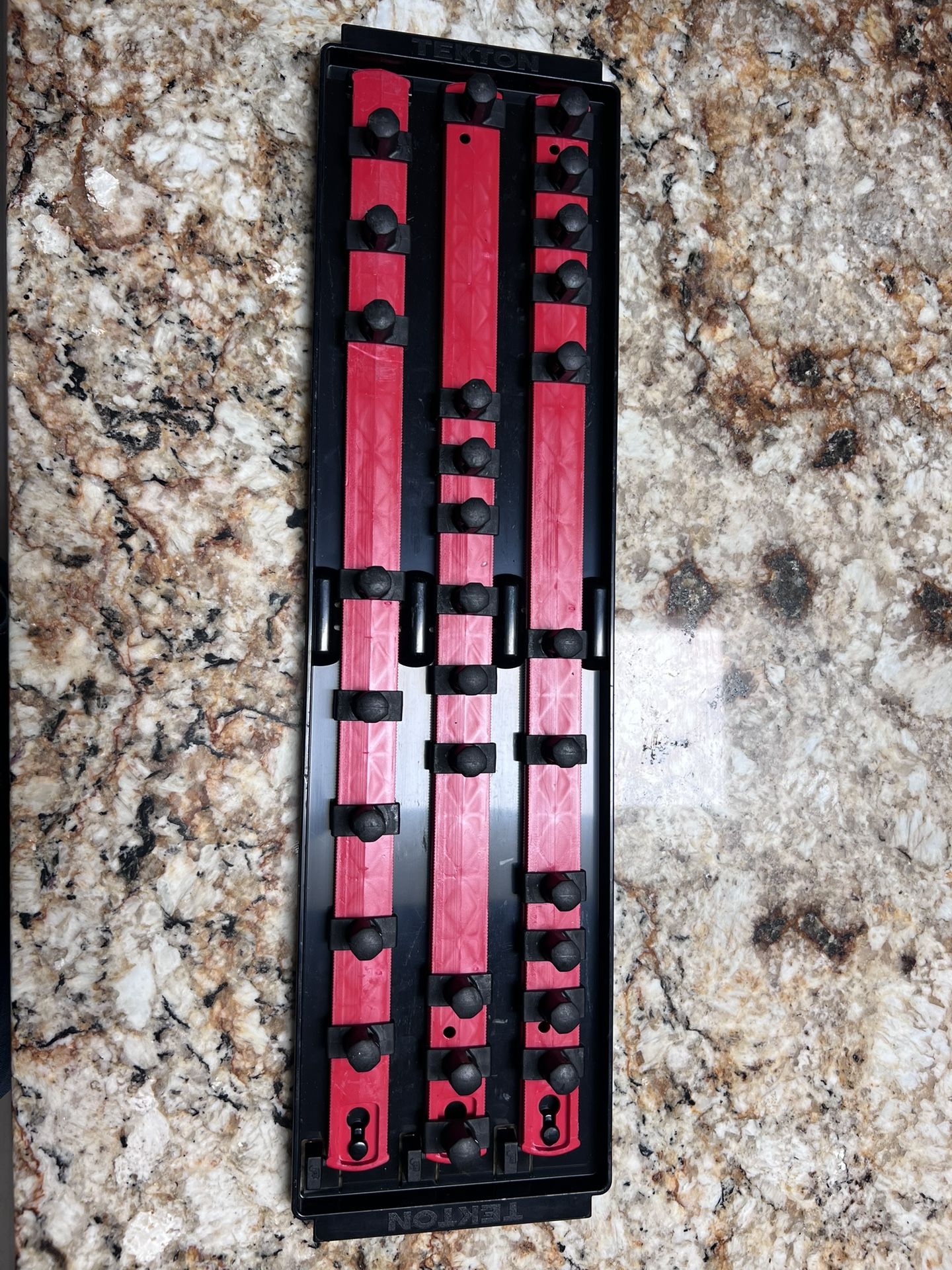 TEKTON 1/2 Inch Drive 3-Rail Socket Organizer Set, Red