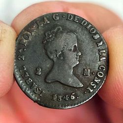 Spain Coin Segovia-2 Maravedis-1846-isabel II