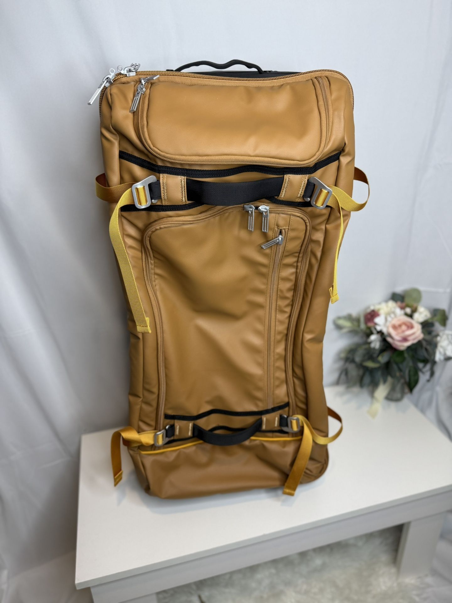 Rolling Duffle Bag with Wheels–100L Large Travel Bag with 5 Handles, Compression Straps