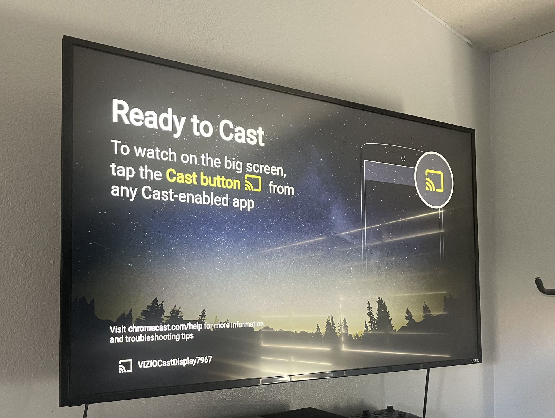 Vizio 50” Cast TV With Wall Mount $75
