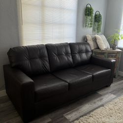Brown/Espresso Leather Couch $350
