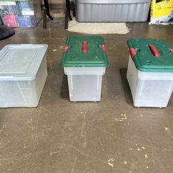 Set of 3 Clear Plastic Storage Tubs w/Lids (1-Rubbermaid 13”Wx8”Dx9”H;  2-Homz 15”Wx10”Dx11”H) for Sale in Helotes, TX - OfferUp