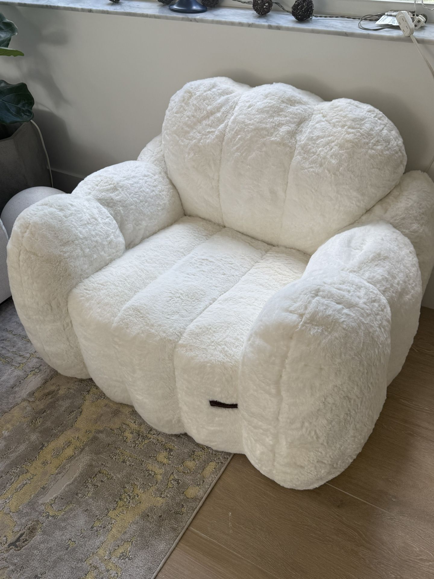 Set Of 2 Off White, NEW Cloud Foam Sofa armchair, Soft Stuffed Lazy Floor Sofa with Supportive Filling, Comfy Single Couch for Living Ro