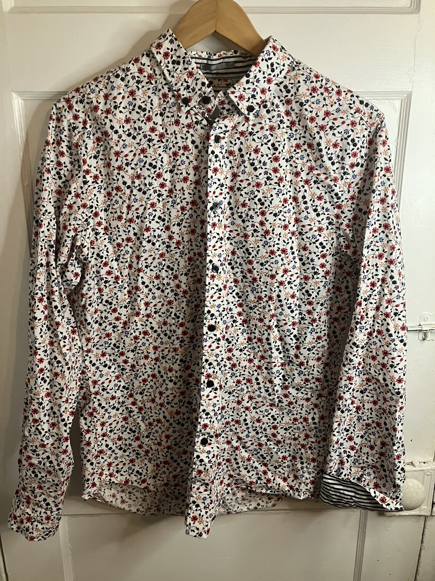 Denim And Flower Mens Button Up
