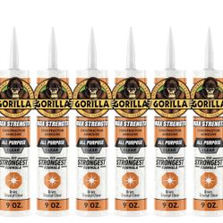 Gorilla Max Strength Clear Construction Adhesive, 9 oz (12-Pack), Waterproof