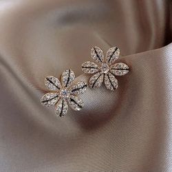 Gold Plated Flower Stud Earrings