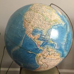 Vintage Rand McNally World Globe with Topographical Features
