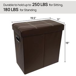 Rectangle Foldable Storage Ottoman – Faux Leather Stool Boxes