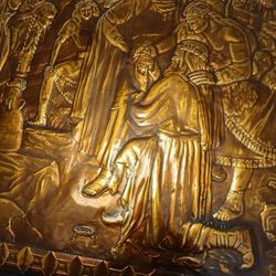 Copper Embossed Relief Of Religious Scene Signed By Artist 