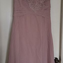 Formal Evening Party Gown Tea Length Lace Dress - Dusty Rose
