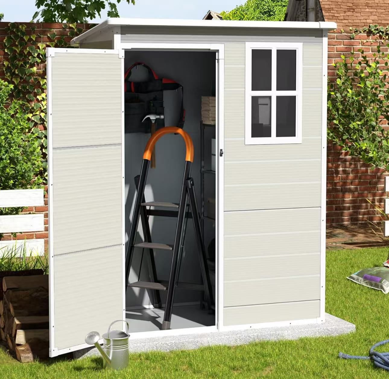 Storage Shed, 5x3FT Resin Shed with Floor