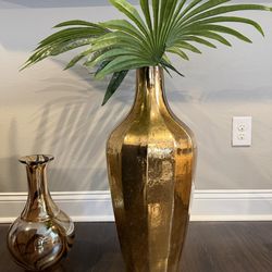 Gold Decorative Piece with Artificial Plant