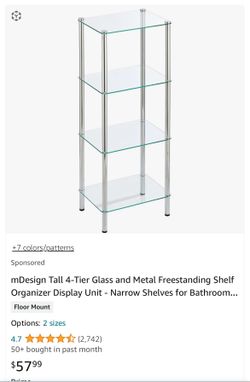 4-Tier Glass and Metal Freestanding Shelf Organizer Display Unit