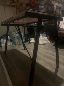 Glass top desk with american flag design